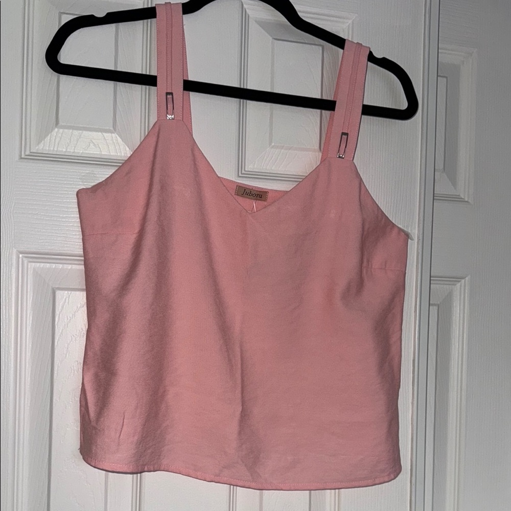 Pink Fitted Crop Tank Top. Brazilian